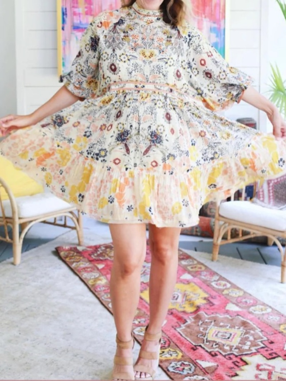 Free People Nouveau Mini Dress Pear Slice Size S NWT